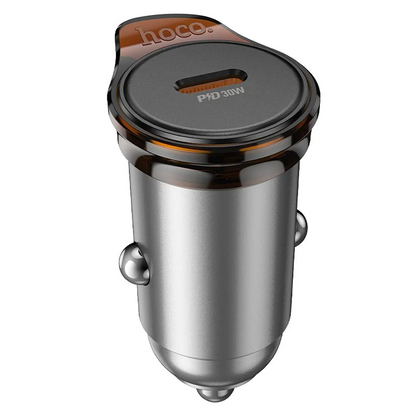 Auto punjač HOCO NZ16, 30W, 3A, 1 x USB-C, Sivi