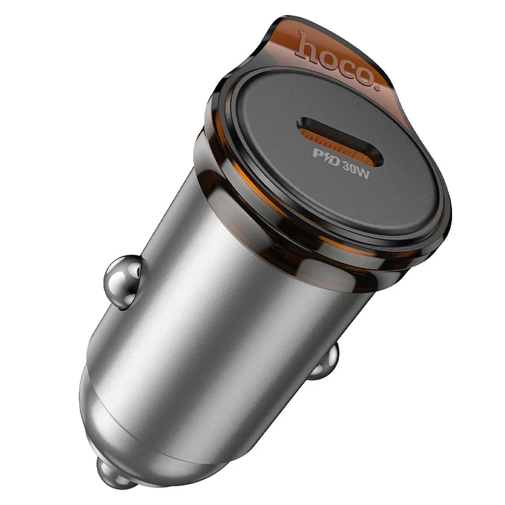 Auto punjač HOCO NZ16, 30W, 3A, 1 x USB-C, Sivi