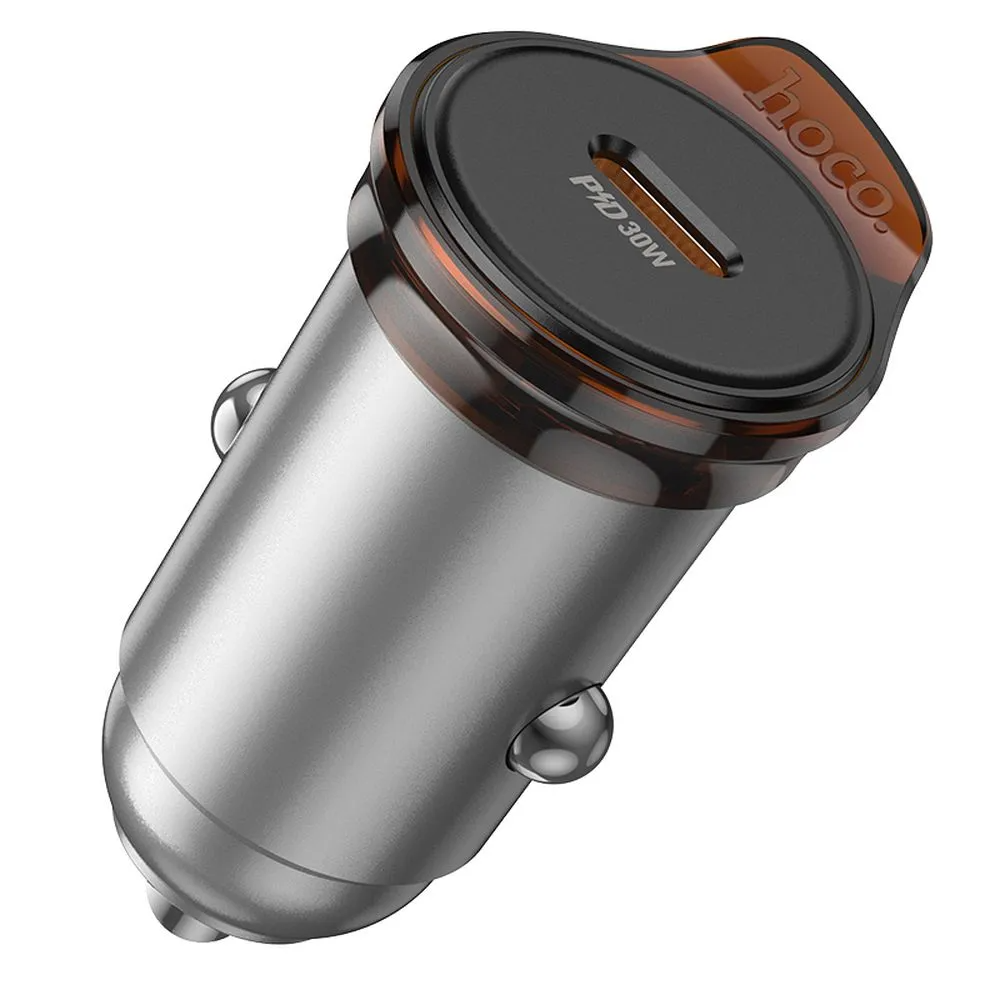 Auto punjač HOCO NZ16, 30W, 3A, 1 x USB-C, Sivi