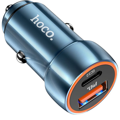 Auto punjač HOCO Z46A, 20W, 3A, 1 x USB-A - 1 x USB-C, Plavi