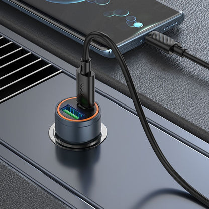 Auto punjač HOCO Z57A, 30W, 3A, 1 x USB-A - 1 x USB-C, Sivi