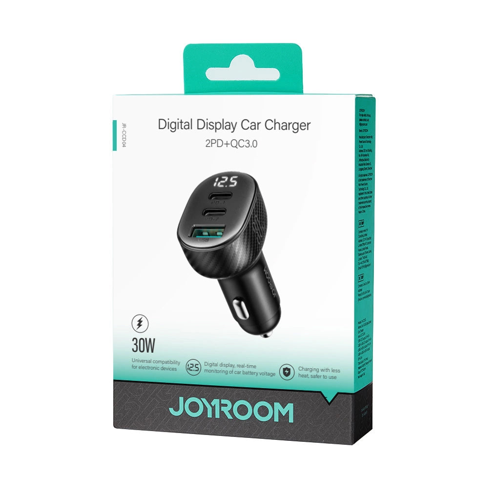 Auto punjač Joyroom JR-CCD04, 30W, 3A, 1 x USB-A - 2 x USB-C, Crni
