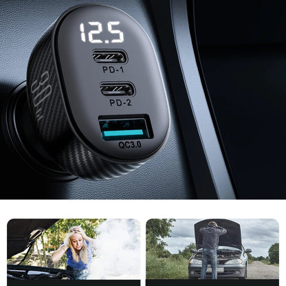 Auto punjač Joyroom JR-CCD04, 30W, 3A, 1 x USB-A - 2 x USB-C, Crni