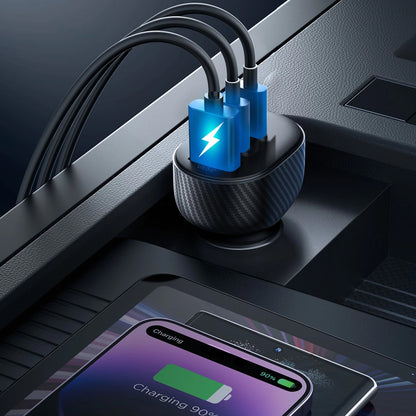 Auto punjač Joyroom JR-CCD04, 30W, 3A, 1 x USB-A - 2 x USB-C, Crni