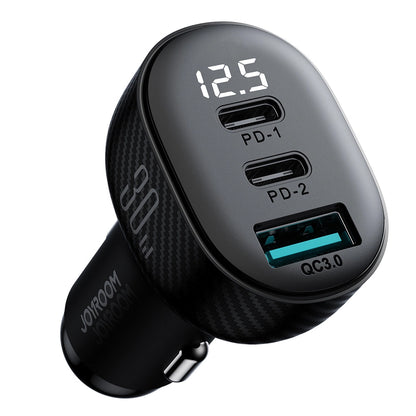 Auto punjač Joyroom JR-CCD04, 30W, 3A, 1 x USB-A - 2 x USB-C, Crni