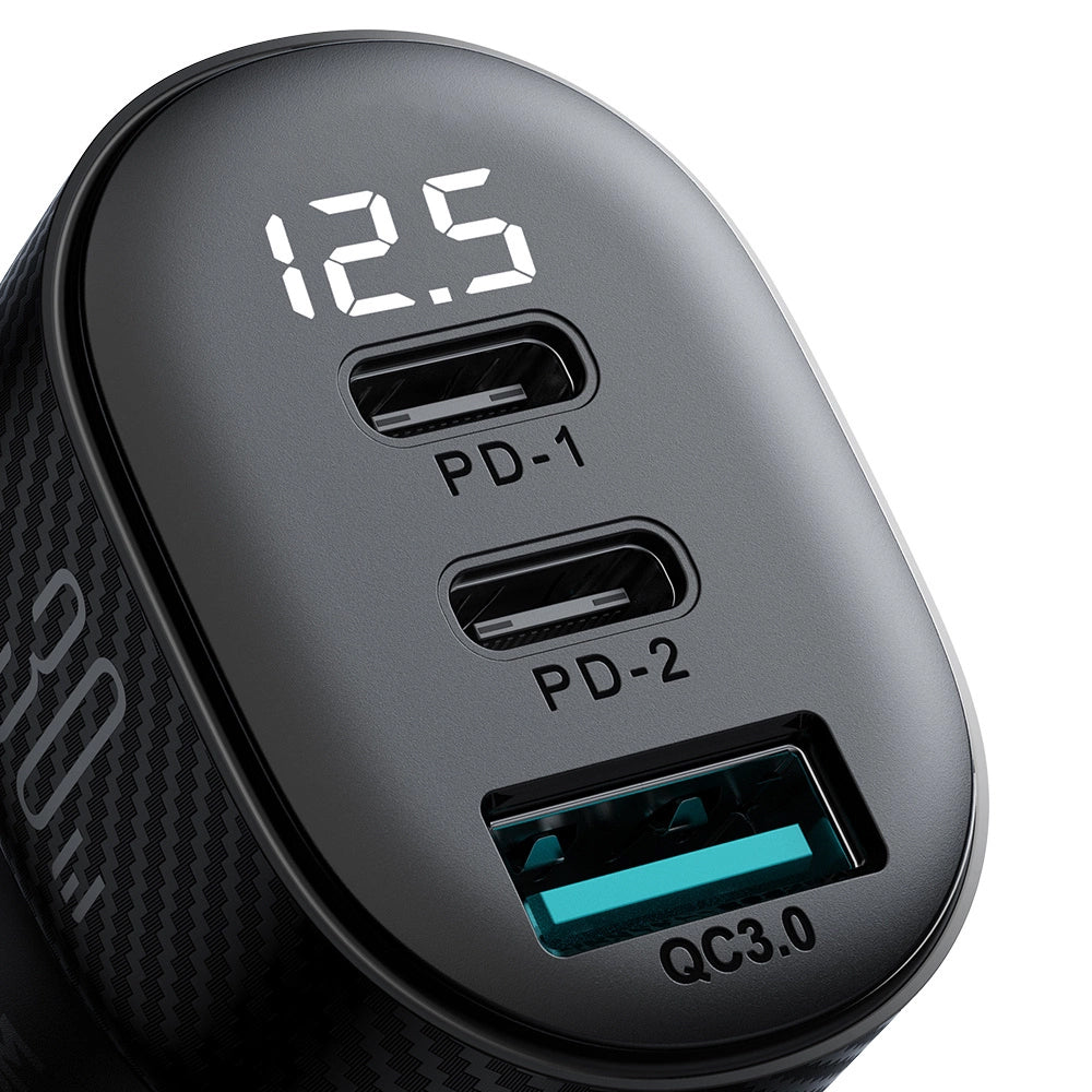 Auto punjač Joyroom JR-CCD04, 30W, 3A, 1 x USB-A - 2 x USB-C, Crni