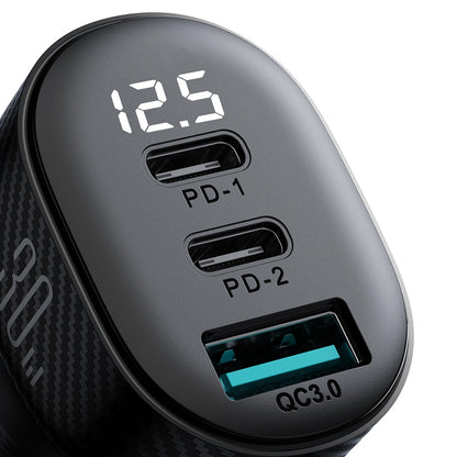 Auto punjač Joyroom JR-CCD04, 30W, 3A, 1 x USB-A - 2 x USB-C, Crni