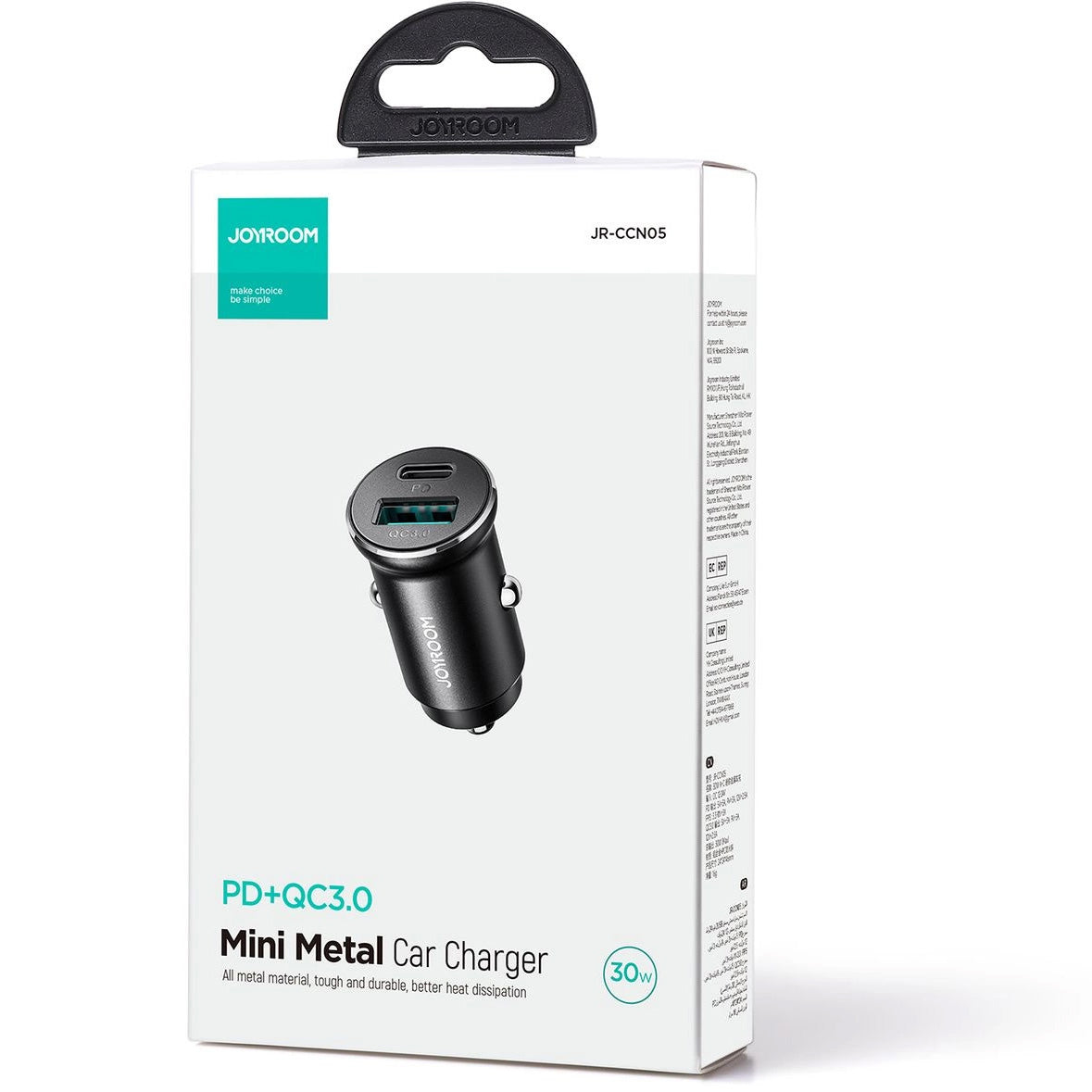 Auto punjač Joyroom JR-CCN05, 30W, 3A, 1 x USB-A - 1 x USB-C, Crni