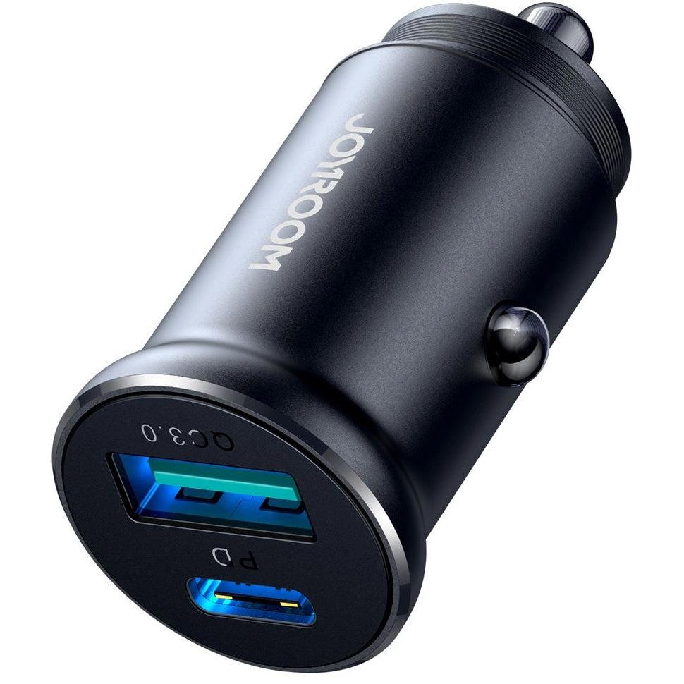 Auto punjač Joyroom JR-CCN05, 30W, 3A, 1 x USB-A - 1 x USB-C, Crni
