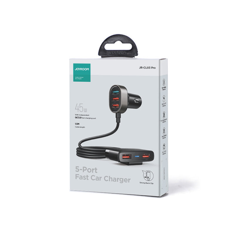 Car Charger Joyroom JR-CL03 Pro, 45W, 3.1A, 5 x USB-A, Black 