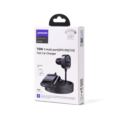 Auto punjač Joyroom JR-CL05, 72W, 3A, 2 x USB-C - 3 x USB-A, Crni
