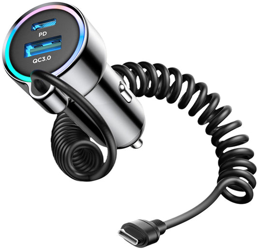 Auto punjač s USB-C kabelom Joyroom JR-CL07, 72W, 3A, 1 x USB-A - 1 x USB-C, Crni