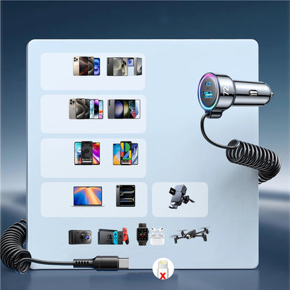 Auto punjač s USB-C kabelom Joyroom JR-CL07, 72W, 3A, 1 x USB-A - 1 x USB-C, Crni