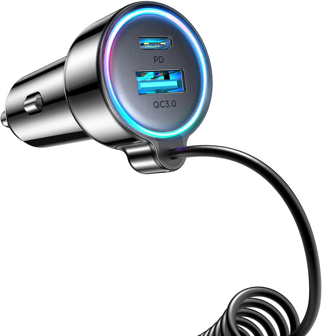 Auto punjač s USB-C kabelom Joyroom JR-CL07, 72W, 3A, 1 x USB-A - 1 x USB-C, Crni