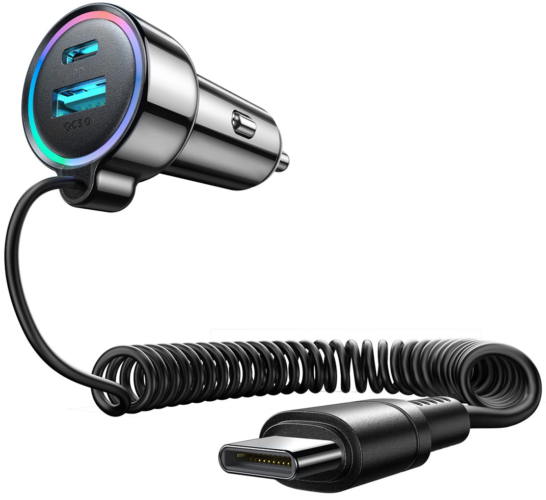 Auto punjač s USB-C kabelom Joyroom JR-CL07, 72W, 3A, 1 x USB-A - 1 x USB-C, Crni