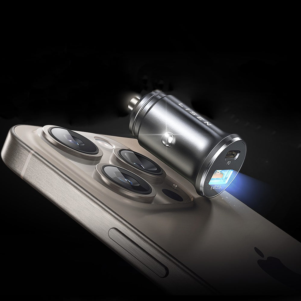 Auto punjač Lisen, 36W, 3A, 1 x USB-A - 1 x USB-C, Crni YL0223090002