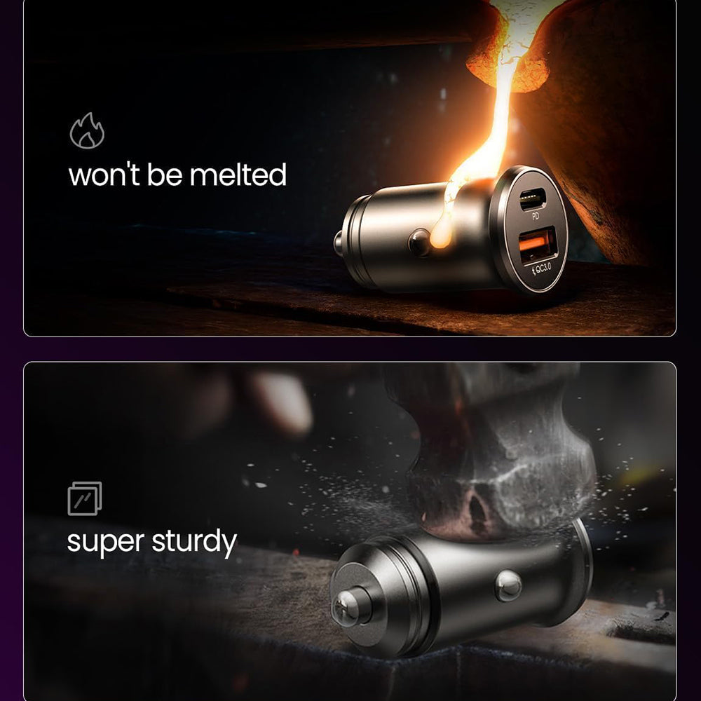 Auto punjač Lisen, 36W, 3A, 1 x USB-A - 1 x USB-C, Set 2 komada, Crni YL0223080038