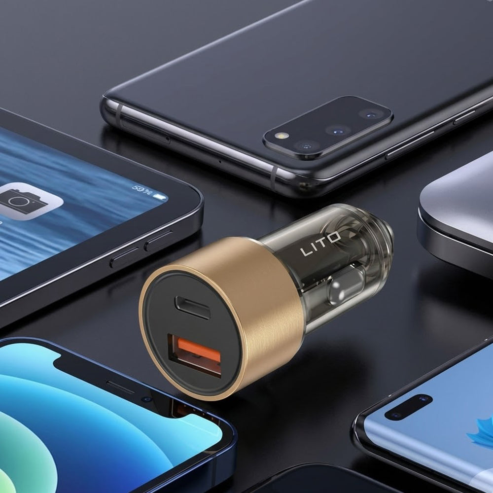 Auto punjač Lito IN-C04, 52W, 3A, 1 x USB-A - 1 x USB-C, Crni