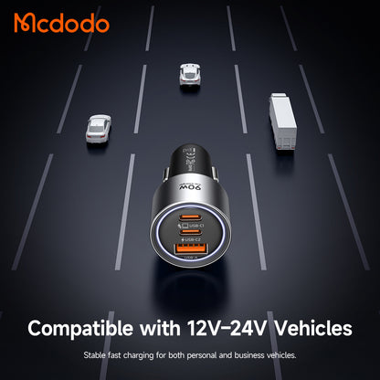 Auto punjač McDodo CC-3110 Gana, 90W, 3A, 1 x USB-A - 2 x USB-C, Crna