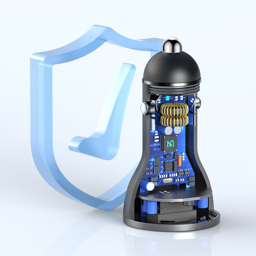 Auto punjač McDodo CC-5670 Display, 95W, 5A, 1 x USB-A - 1 x USB-C, Crni