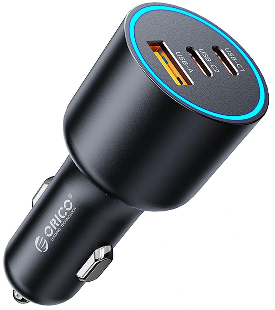Orico HyperDrive Auto Punjač, 165W, 5A, 1 x USB-A - 2 x USB-C, Crni
