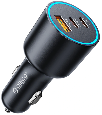 Orico HyperDrive Auto Punjač, 165W, 5A, 1 x USB-A - 2 x USB-C, Crni