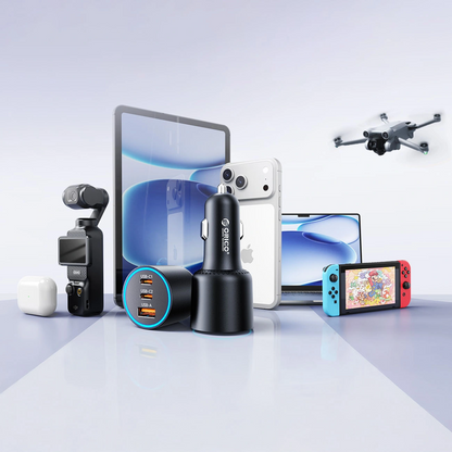 Orico HyperDrive Auto Punjač, 165W, 5A, 1 x USB-A - 2 x USB-C, Crni