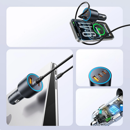 Orico HyperDrive Auto Punjač, 165W, 5A, 1 x USB-A - 2 x USB-C, Crni