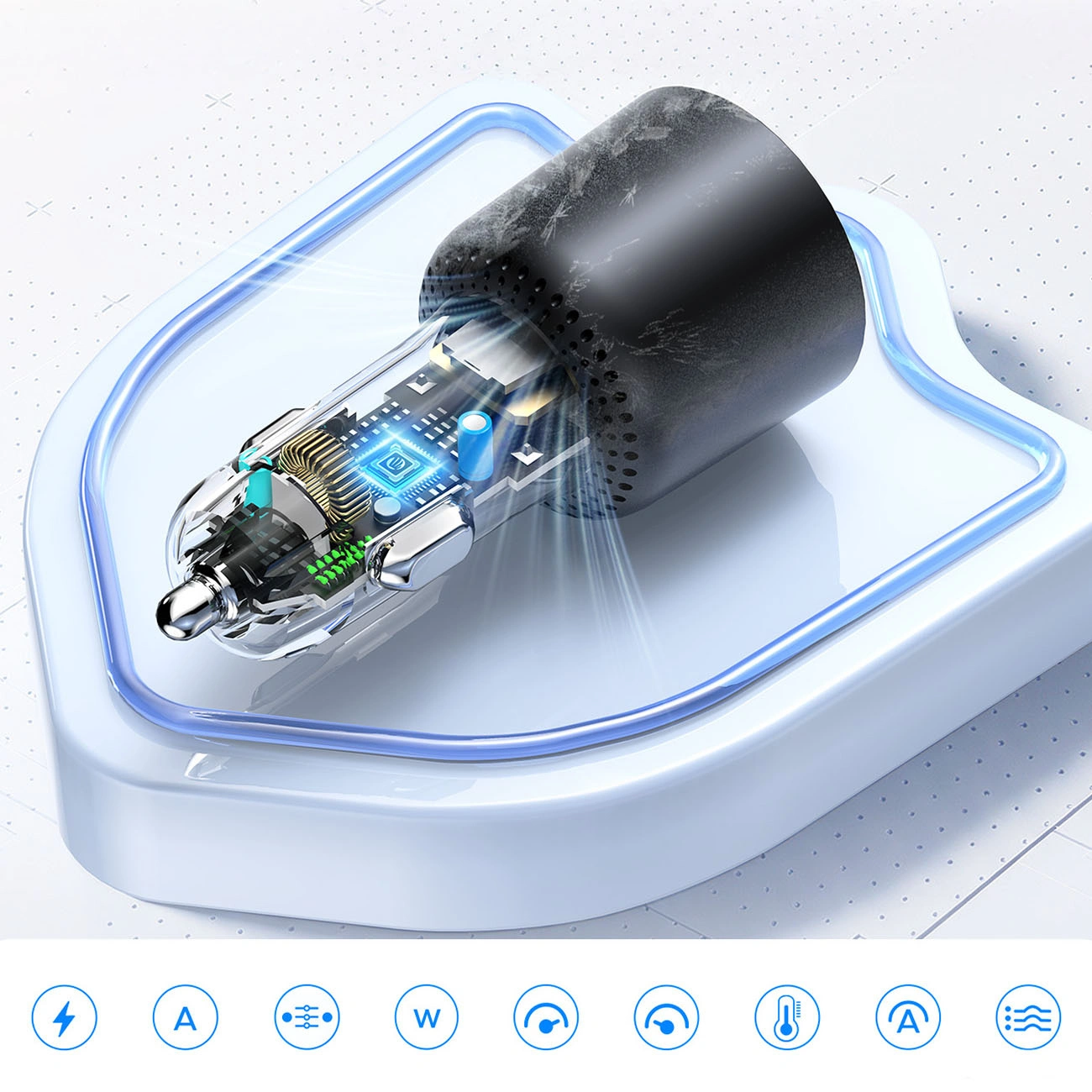 Orico HyperDrive Auto Punjač, 165W, 5A, 1 x USB-A - 2 x USB-C, Crni