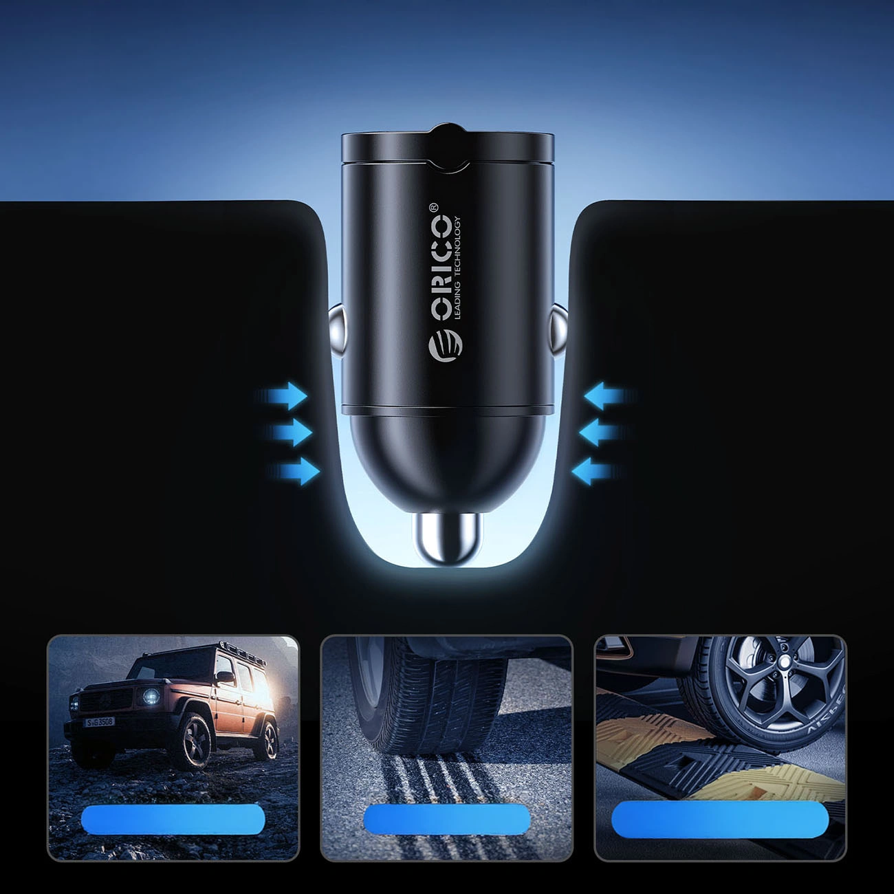 Auto punjač Orico MiniRing, 30W, 3A, 2 x USB-C, Crna