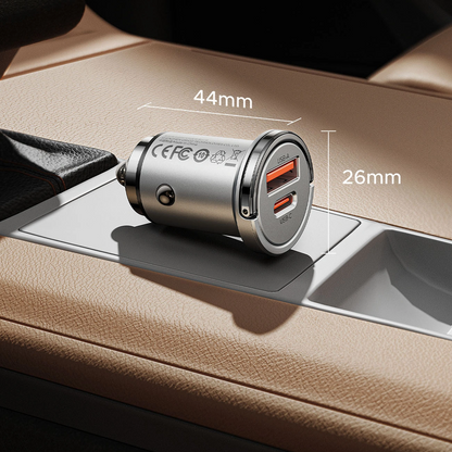 Auto punjač Orico MiniRing Pro, 45W, 3A, 1 x USB-A - 1 x USB-C, Srebrni