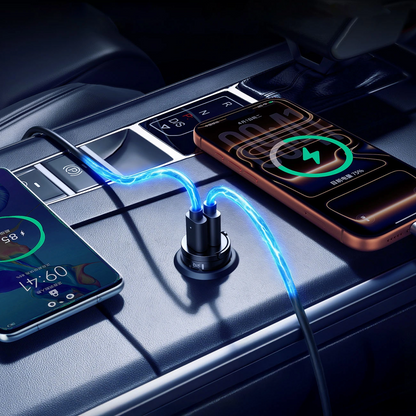 Auto punjač Orico MiniRing, 30W, 3A, 2 x USB-C, Crna
