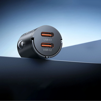 Auto punjač Orico MiniRing, 30W, 3A, 2 x USB-C, Crna