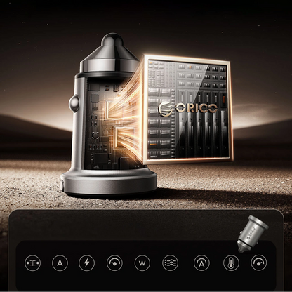 Auto punjač Orico MiniRing Pro, 45W, 3A, 1 x USB-A - 1 x USB-C, Srebrni
