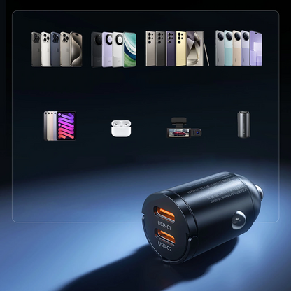 Auto punjač Orico MiniRing, 30W, 3A, 2 x USB-C, Crna