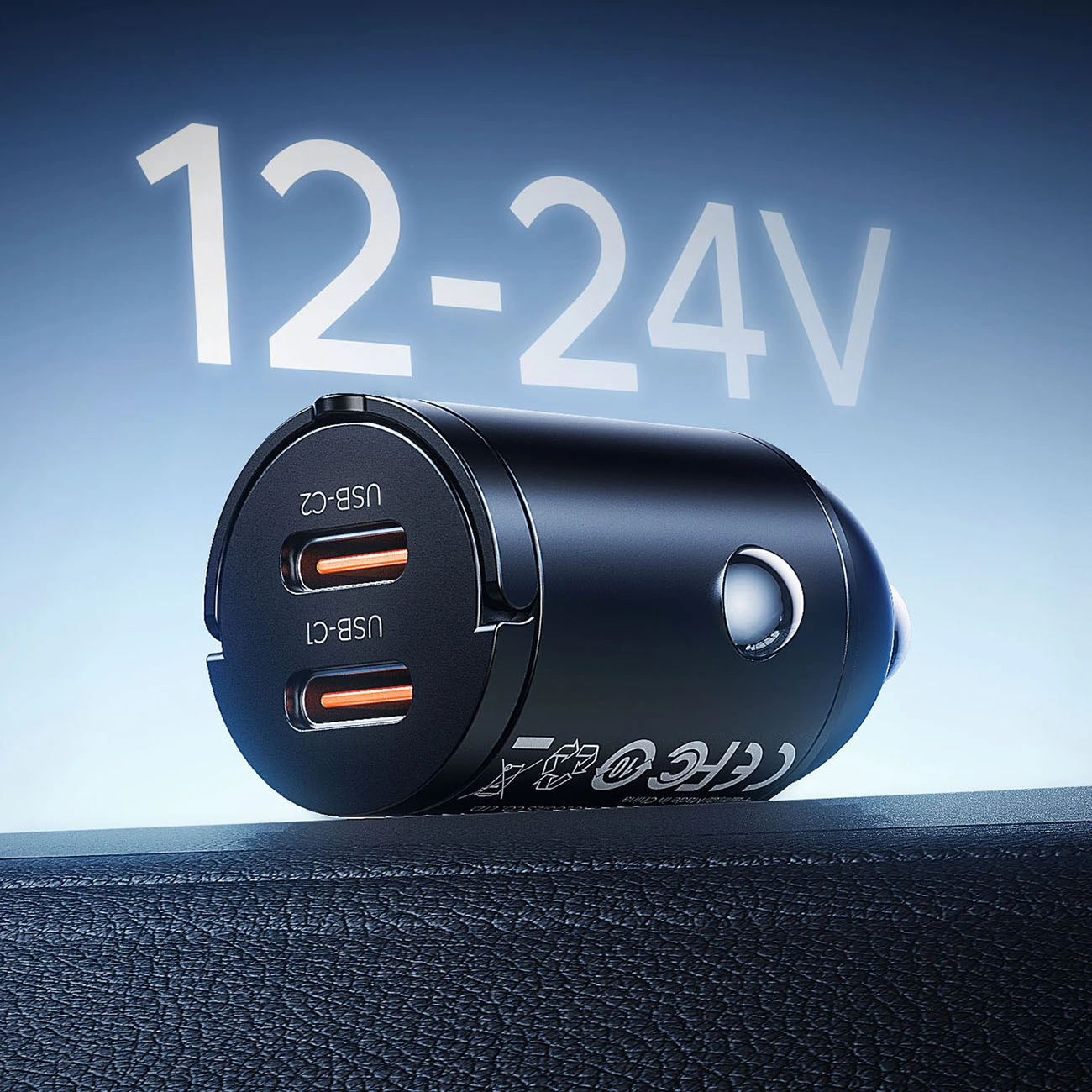 Auto punjač Orico MiniRing, 30W, 3A, 2 x USB-C, Crna