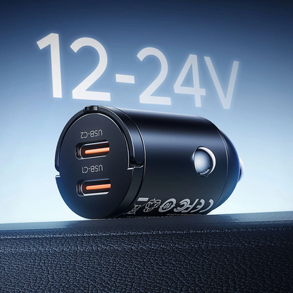 Auto punjač Orico MiniRing, 30W, 3A, 2 x USB-C, Crna