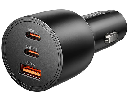 Auto punjač Orico PowerLink, 165W, 5A, 1 x USB-A - 2 x USB-C, Crni