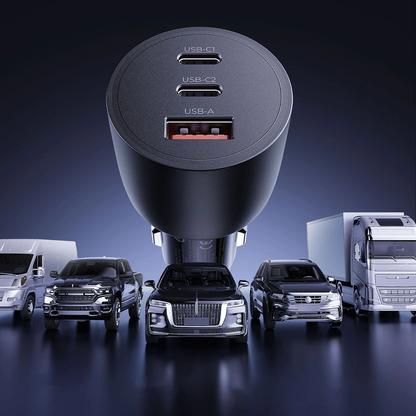 Auto punjač Orico PowerLink, 165W, 5A, 1 x USB-A - 2 x USB-C, Crni