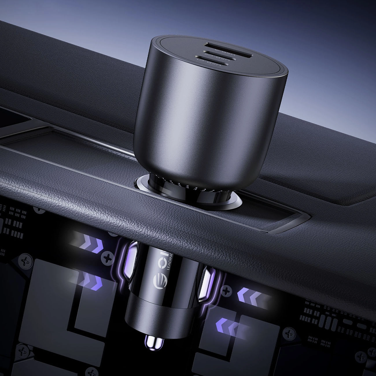 Auto punjač Orico PowerLink, 165W, 5A, 1 x USB-A - 2 x USB-C, Crni