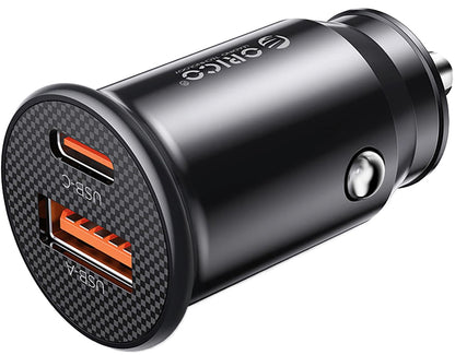Auto punjač Orico PowerMini, 30W, 3A, 1 x USB-A - 1 x USB-C, Crni