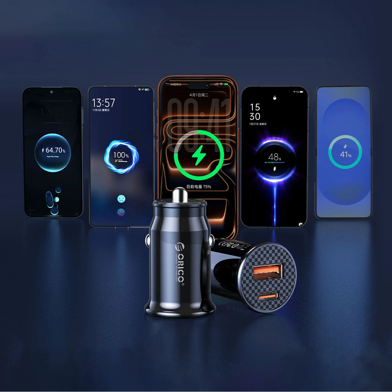 Auto punjač Orico PowerMini, 30W, 3A, 1 x USB-A - 1 x USB-C, Crni
