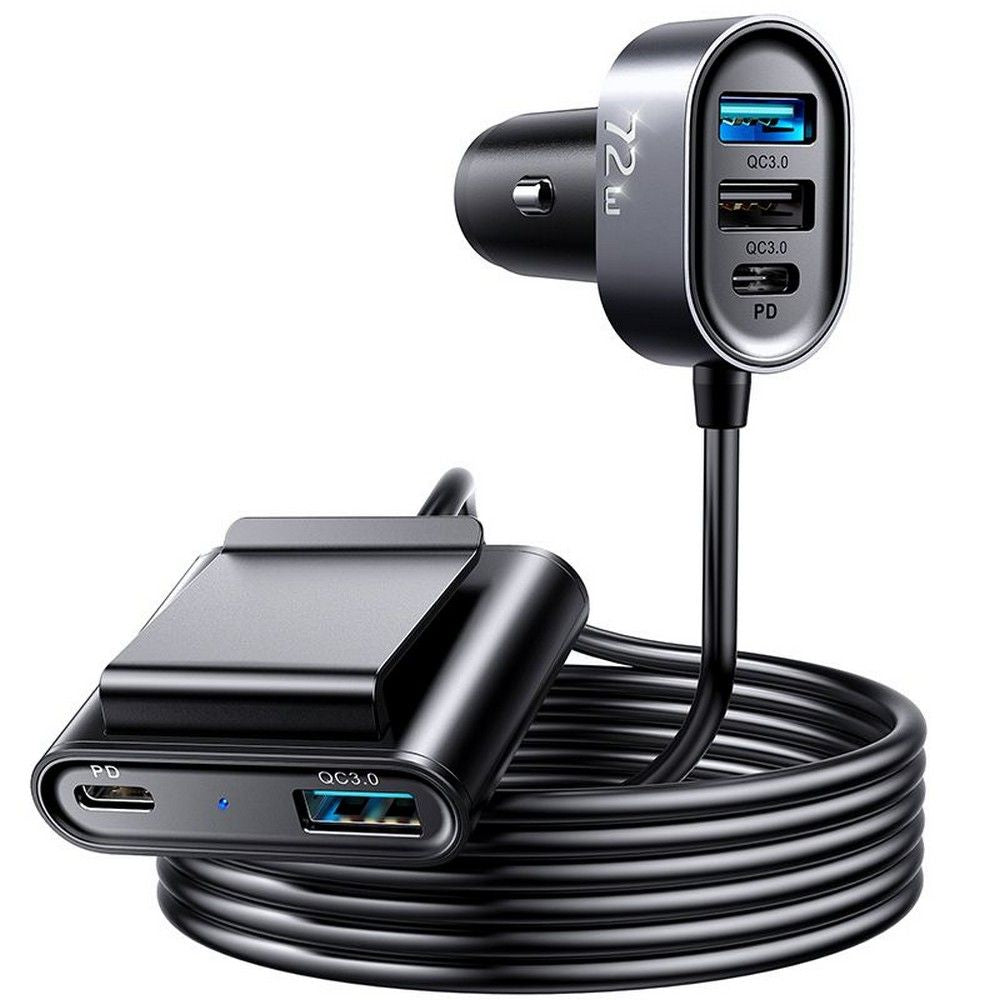 Auto punjač Joyroom JR-CL05, 72W, 3A, 2 x USB-C - 3 x USB-A, Crni