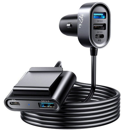 Auto punjač Joyroom JR-CL05, 72W, 3A, 2 x USB-C - 3 x USB-A, Crni