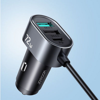 Auto punjač Joyroom JR-CL05, 72W, 3A, 2 x USB-C - 3 x USB-A, Crni