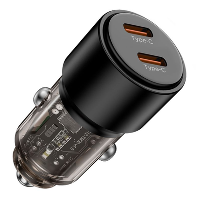 Auto punjač Tech-Protect CC03, 100W, 3.25A, 2 x USB-C, Crna