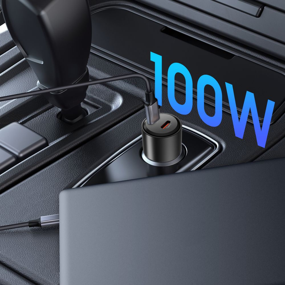 Auto punjač Tech-Protect CC03, 100W, 3.25A, 2 x USB-C, Crna