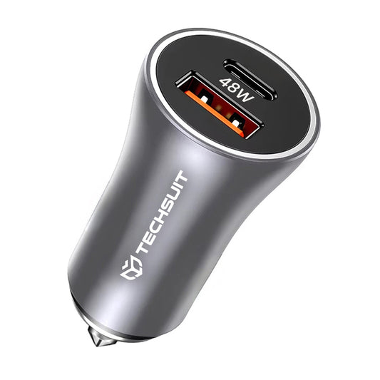 Auto punjač Techsuit C3 RescueVolt, 48W, 3A, 1 x USB-A - 1 x USB-C, Sivi