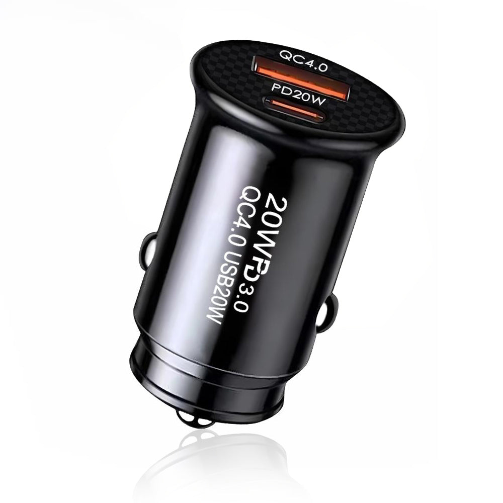 Auto punjač Techsuit C4 MiniFuseX, 20W, 3A, 1 x USB-A - 1 x USB-C, Crni