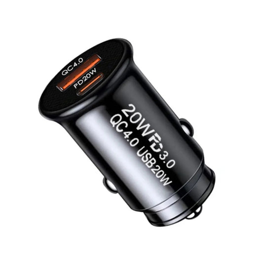 Auto punjač Techsuit C4 MiniFuseX, 20W, 3A, 1 x USB-A - 1 x USB-C, Crni